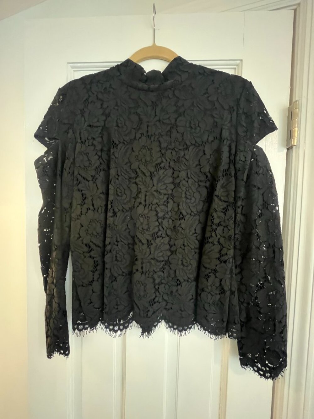 Generation Love Black "Kinsley" Lace Cold Shoulder Mock Neck Top - Medium